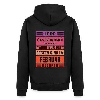 Restaurant Wirt Geburtstag Februar geboren - Unisex Premium Bio Zip Hoodie - Schwarz - Hinten - Nico (187cm)
