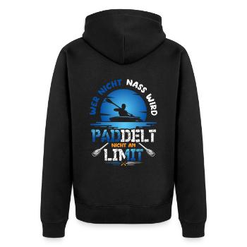 Kanu Kajak Paddeln - Unisex Premium Bio Zip Hoodie - Schwarz - Hinten - Nico (187cm)