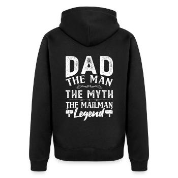 Papa - The Man, The Myth, The Postman Legend - Unisex Premium Organic Zip Hoodie - black - Back - Nico (187cm)
