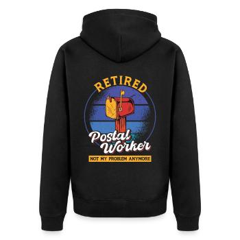 Retired postal worker - Unisex Premium Organic Zip Hoodie - black - Back - Nico (187cm)