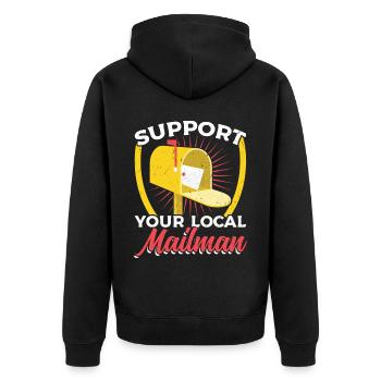 Support Your Local Mailman - Unisex Premium Organic Zip Hoodie - black - Back - Nico (187cm)