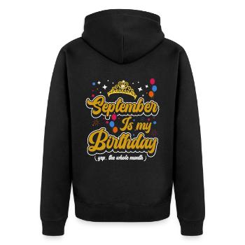 Septembre est mon anniversaire. La célébration de l' - Veste à capuche bio Premium Unisexe - noir - Dos - Nico (187cm)