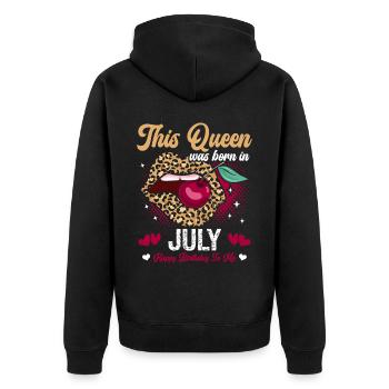 This queen was born in July happy - Unisex Premium Organic Zip Hoodie - black - Back - Nico (187cm)