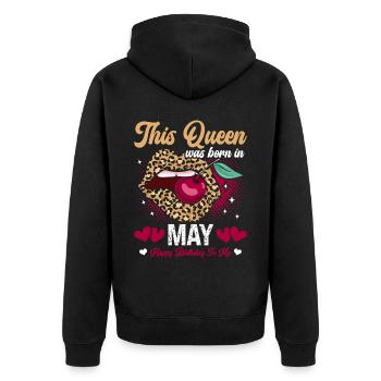 This queen was born in May Happy Birthday - Unisex Premium Organic Zip Hoodie - black - Back - Nico (187cm)