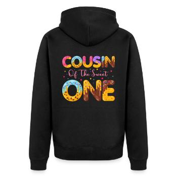 Cousin Der Süßen Bestreut Köstlichen Krapfen - Unisex Premium Bio Zip Hoodie - Schwarz - Hinten - Nico (187cm)