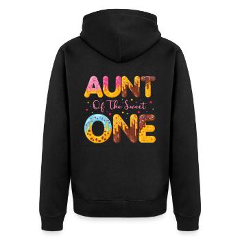 Tante Der Süßen Bestreut Köstlichen Krapfen - Unisex Premium Bio Zip Hoodie - Schwarz - Hinten - Nico (187cm)