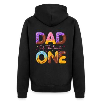 Papa Der Süßen Bestreut Köstlichen Krapfen - Unisex Premium Bio Zip Hoodie - Schwarz - Hinten - Nico (187cm)