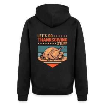 Thanksgiving Day Erntedankfest Geschenk - Unisex Premium Bio Zip Hoodie - Schwarz - Hinten - Nico (187cm)
