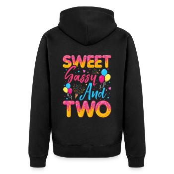 Blaireau effronté sucré et deux saupoudrages délicieux - Veste à capuche bio Premium Unisexe - noir - Dos - Nico (187cm)