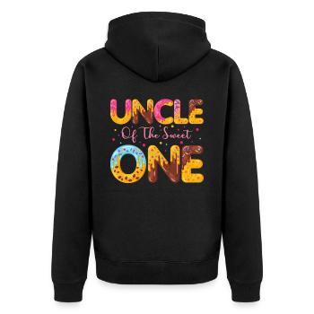 Uncle of sweet sprinkles delicious doughnuts - Unisex Premium Organic Zip Hoodie - black - Back - Nico (187cm)