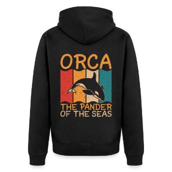 Orca Meeresbiologe Schwertwal Killerwal - Unisex Premium Bio Zip Hoodie - Schwarz - Hinten - Nico (187cm)