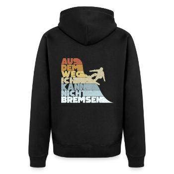 Aus Dem Weg Ich Kann Nicht Bremsen Ski Alpin - Unisex Premium Bio Zip Hoodie - Schwarz - Hinten - Nico (187cm)