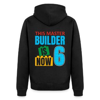 This builder is now 6, Toy Blocks 6. - Unisex Premium Organic Zip Hoodie - black - Back - Nico (187cm)