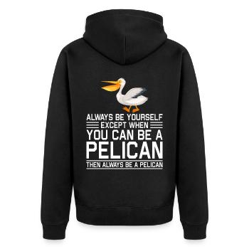 Pelikan Pelikane Vögel Wasservogel - Unisex Premium Bio Zip Hoodie - Schwarz - Hinten - Nico (187cm)