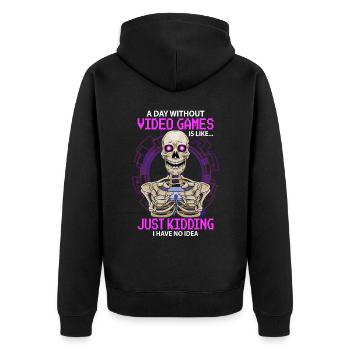 gamer gaming gaming video games gift - Unisex Premium Organic Zip Hoodie - black - Back - Nico (187cm)