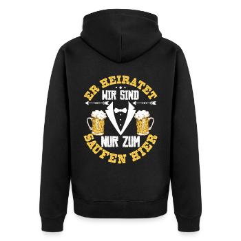Team Bräutigam Junggesellenabschied Trauzeugen - Unisex Premium Bio Zip Hoodie - Schwarz - Hinten - Nico (187cm)