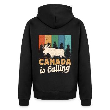 Le Canada appelle les canadiens à partir de vacances - Veste à capuche bio Premium Unisexe - noir - Dos - Nico (187cm)