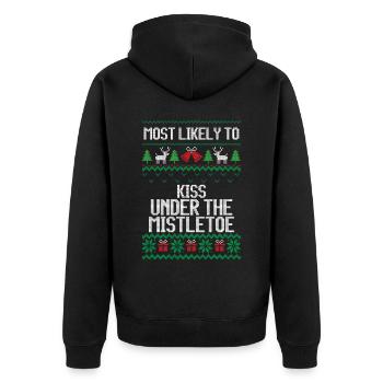 Most likely to kiss under the mistletoe christmas - Unisex Premium Bio Zip Hoodie - Schwarz - Hinten - Nico (187cm)