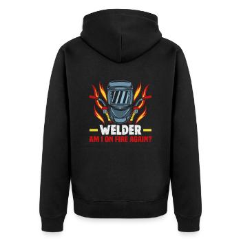 Welder slogan design for metal workers - Unisex Premium Organic Zip Hoodie - black - Back - Nico (187cm)