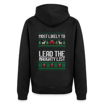 Most likely to lead the naughty list christmas - Unisex Premium Organic Zip Hoodie - black - Back - Nico (187cm)