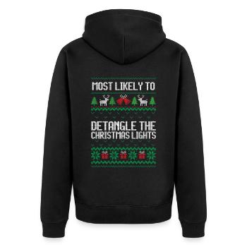 Lumières de Noël chemise de Noël laide - Veste à capuche bio Premium Unisexe - noir - Dos - Nico (187cm)