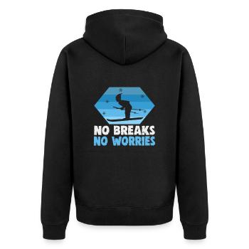 Skiers No breaks No worries Ski - Unisex Premium Organic Zip Hoodie - black - Back - Nico (187cm)