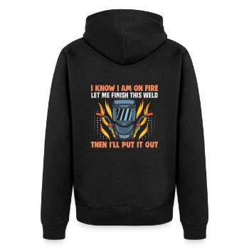 Welder slogan design for metal workers - Unisex Premium Organic Zip Hoodie - black - Back - Nico (187cm)