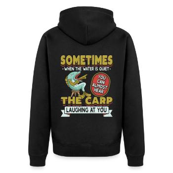 Carp Fishing Angler Gift - Unisex Premium Organic Zip Hoodie - black - Back - Nico (187cm)