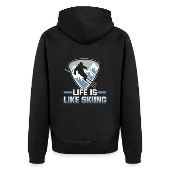 Skifahrer Life is like skiing Ski - Unisex Premium Bio Zip Hoodie - Schwarz - Hinten - Nico (187cm)