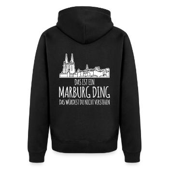 Marburg Stadt Gebäude Marburger - Unisex Premium Bio Zip Hoodie - Schwarz - Hinten - Nico (187cm)