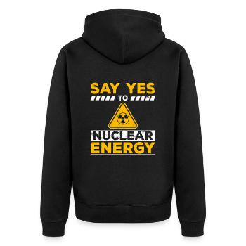 Ja zu Kernkraft - Kernenergie Nuklear Atomkraft - Unisex Premium Bio Zip Hoodie - Schwarz - Hinten - Nico (187cm)