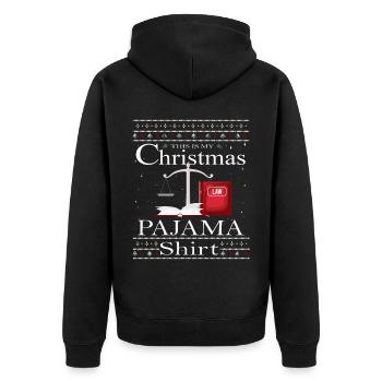 Funny Christmas lawyer pajamas - Unisex Premium Organic Zip Hoodie - black - Back - Nico (187cm)