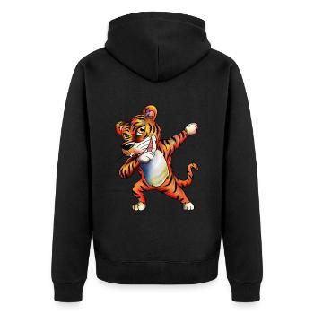 Jahr des Tigers Asiatischer Tiger Fan Outfit Kids - Unisex Premium Bio Zip Hoodie - Schwarz - Hinten - Nico (187cm)