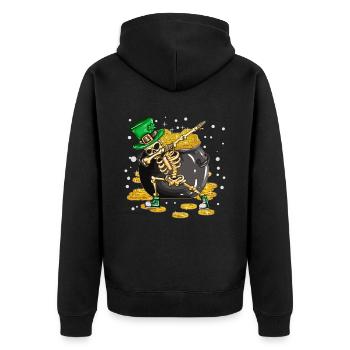 Witziges Goldtopf Feiertag St Patricks Day Dabbing - Unisex Premium Bio Zip Hoodie - Schwarz - Hinten - Nico (187cm)