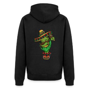 Maracas Mexique Désert Cactus Poncho Cinco de Mayo - Veste à capuche bio Premium Unisexe - noir - Dos - Nico (187cm)
