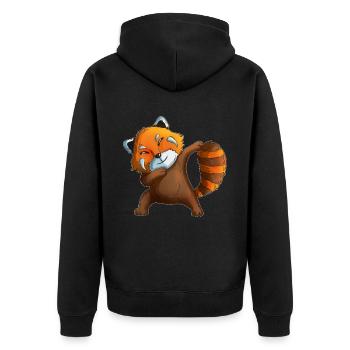 Roter Panda macht Dab Red Pandas Pandabär Kostüm - Unisex Premium Bio Zip Hoodie - Schwarz - Hinten - Nico (187cm)