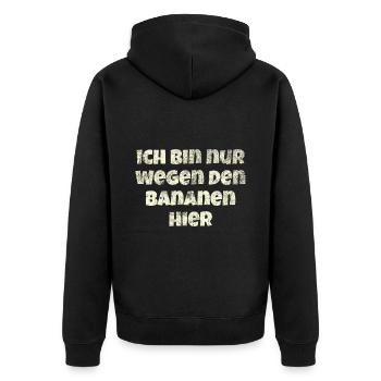 Ich Bin Nur Wegen Den Bananen Hier - Marathon - Unisex Premium Bio Zip Hoodie - Schwarz - Hinten - Nico (187cm)