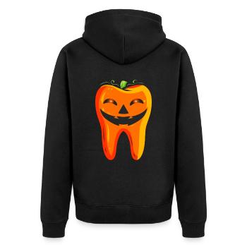 Dentists Tooth Pumpkin Halloween - Unisex Premium Bio Zip Hoodie - Schwarz - Hinten - Nico (187cm)