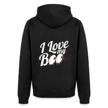 I Love My Boo Costume For Halloween - Unisex Premium Bio Zip Hoodie - Schwarz - Hinten - Nico (187cm)