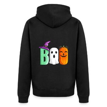 The Three Boo Witch Ghost Pumpkin Costume - Unisex Premium Bio Zip Hoodie - Schwarz - Hinten - Nico (187cm)