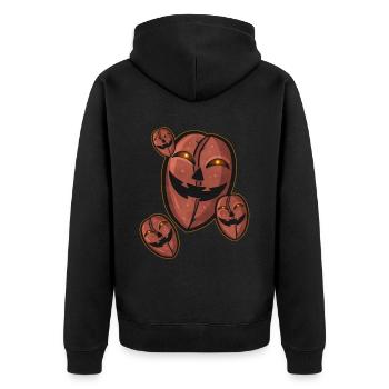 Evil Jack O Lantern Coffee Beans Halloween - Unisex Premium Bio Zip Hoodie - Schwarz - Hinten - Nico (187cm)