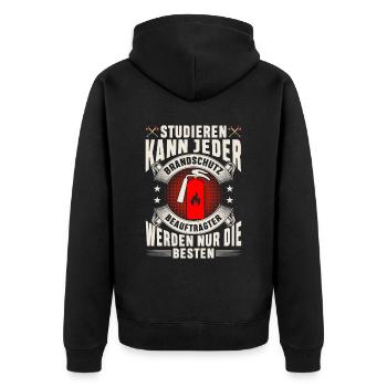 Brandschutzbeauftragter nur die Besten - Unisex Premium Bio Zip Hoodie - Schwarz - Hinten - Nico (187cm)