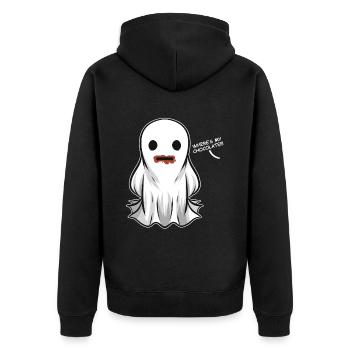 Ghost a mangé le chocolat Où est mon chocolat - Veste à capuche bio Premium Unisexe - noir - Dos - Nico (187cm)