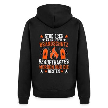 Brandschutzbeauftragter nur die Besten - Unisex Premium Bio Zip Hoodie - Schwarz - Hinten - Nico (187cm)