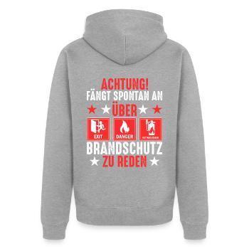 Redet Brandschutz Brandschutzbeauftragter - Unisex Premium Bio Zip Hoodie - Grau meliert - Hinten - Nico (187cm)