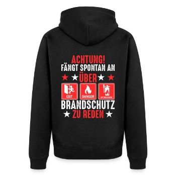 Redet Brandschutz Brandschutzbeauftragter - Unisex Premium Bio Zip Hoodie - Schwarz - Hinten - Nico (187cm)