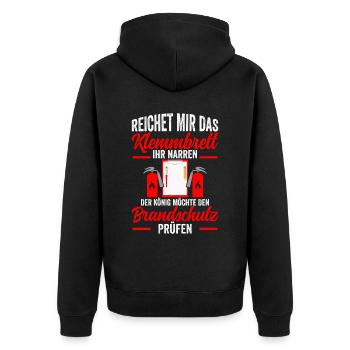 Reichet das Klemmbrett Brandschutzbeauftragter - Unisex Premium Bio Zip Hoodie - Schwarz - Hinten - Nico (187cm)