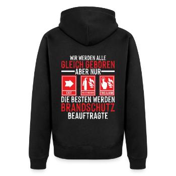 Nur die Besten werden Brandschutzbeauftragter - Unisex Premium Bio Zip Hoodie - Schwarz - Hinten - Nico (187cm)