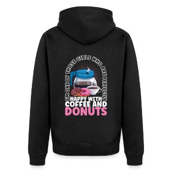 Kaffee Donuts - Unisex Premium Bio Zip Hoodie - Schwarz - Hinten - Nico (187cm)