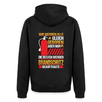 Nur die Besten werden Brandschutzbeauftragter - Unisex Premium Bio Zip Hoodie - Schwarz - Hinten - Nico (187cm)